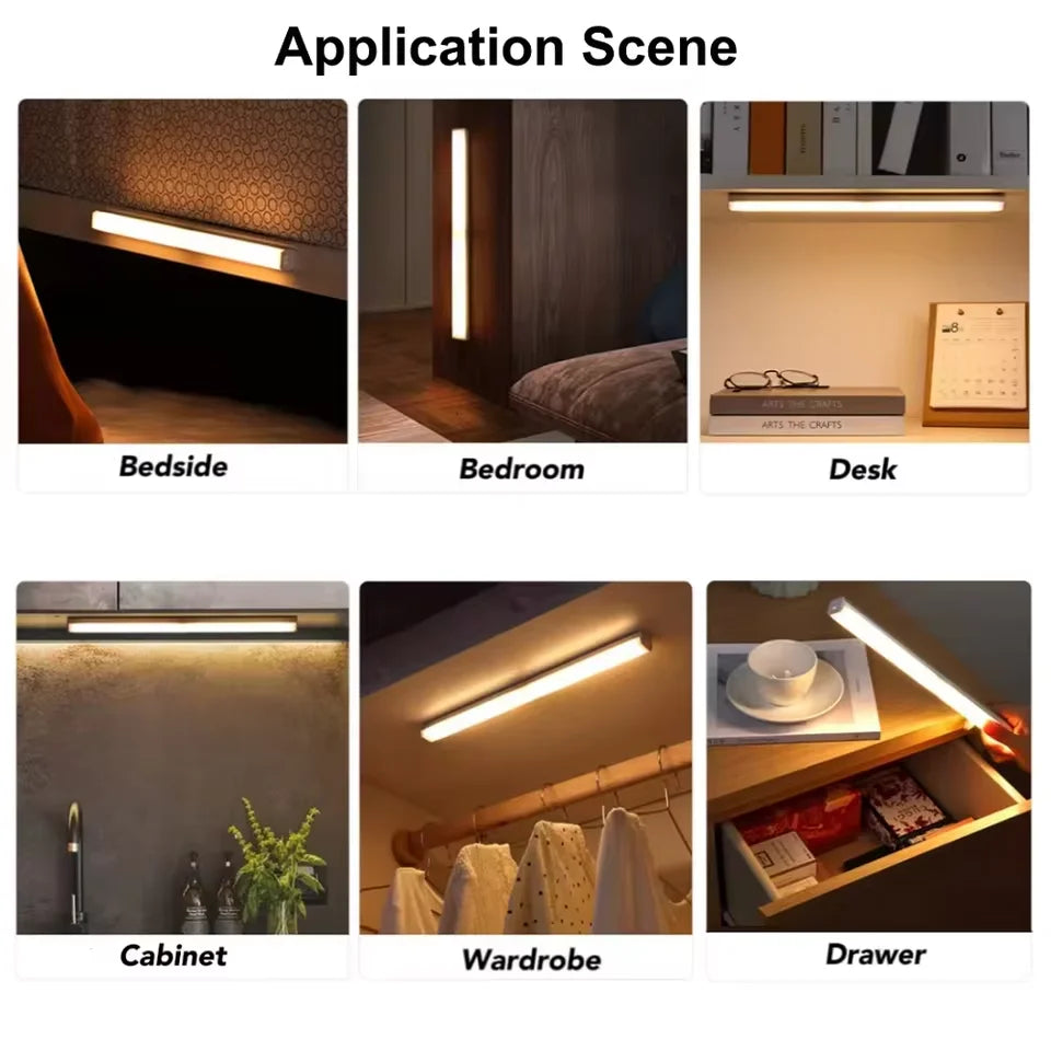 Cabinet Light USB Rechargeable Motion Sensor LED Bar Light Induction Night Light Portable Kitchen Bedside Wardrobe Closet Aisle