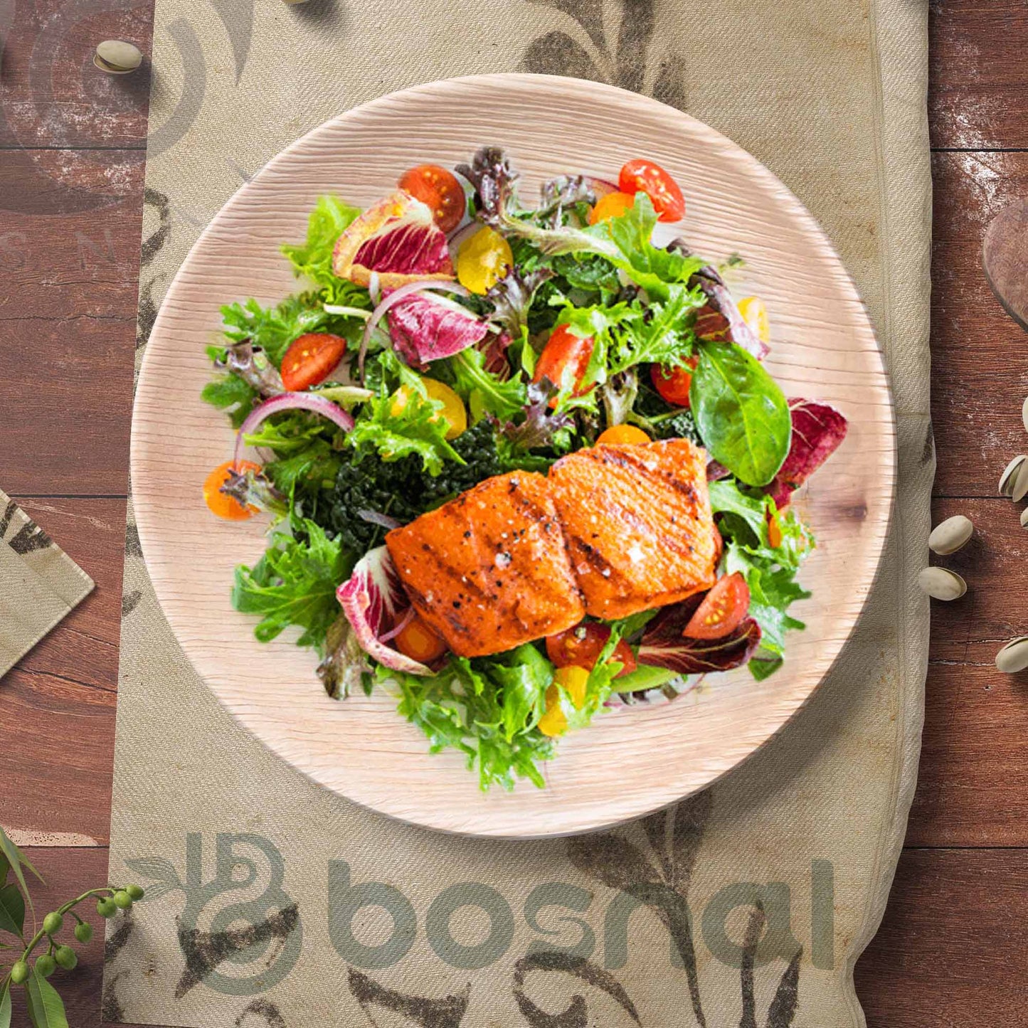 Bosnal - Palm Leaf Biodegradable Plates, 9 inch, Round