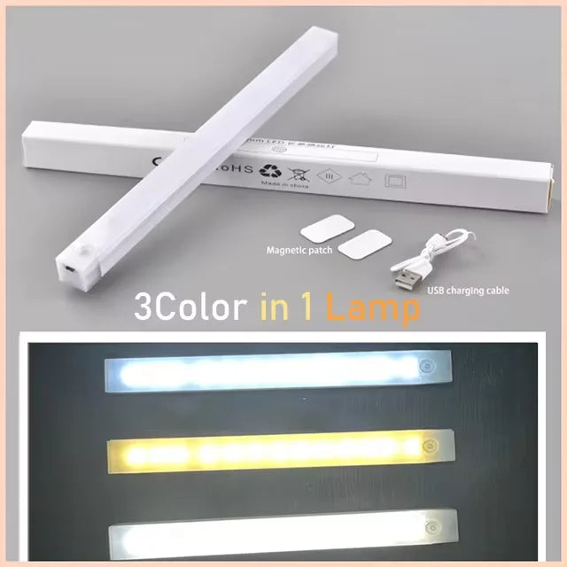 Cabinet Light USB Rechargeable Motion Sensor LED Bar Light Induction Night Light Portable Kitchen Bedside Wardrobe Closet Aisle